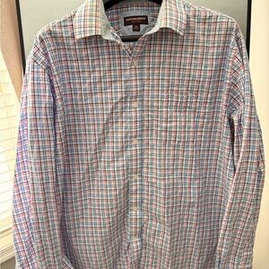 Johnston & Murphy Men's Blue and Red Plaid Shirt